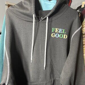 Faded Rose Women's "Feel Good" Black Hoodie with Text Front and Back SZ 3X